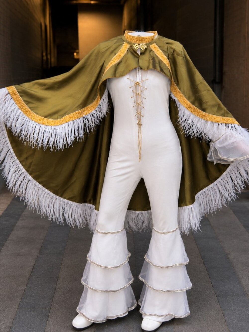 Custom Handmade Performance Ensemble | Genuine Ostrich Feather Cape | US 4